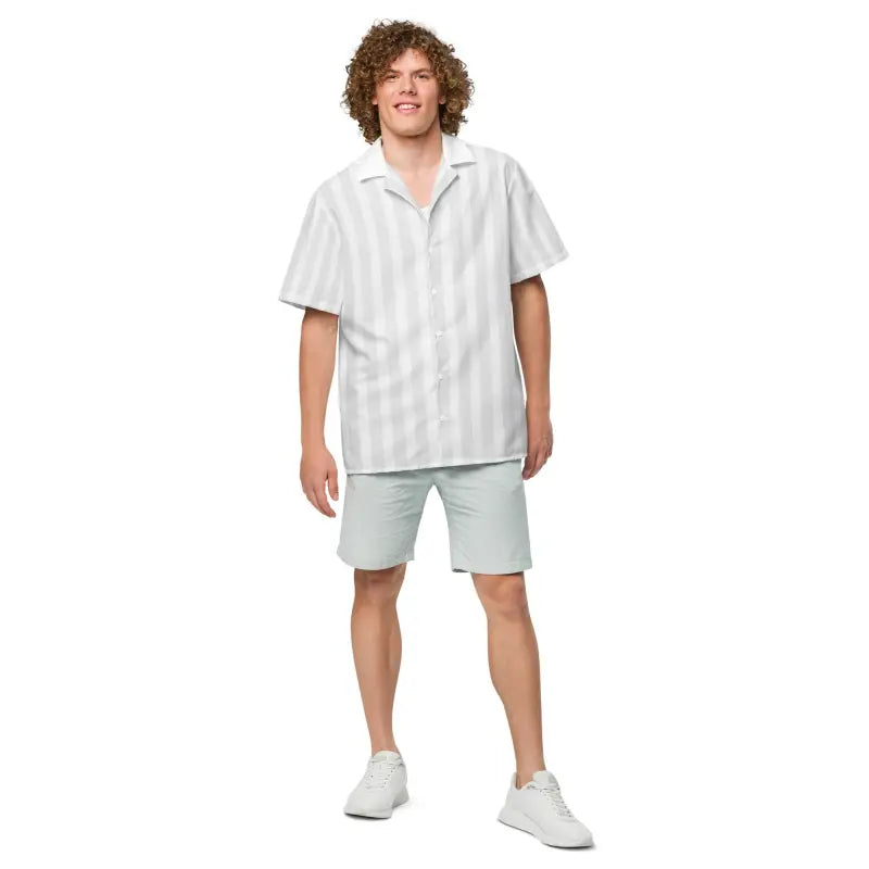 Unisex Button Shirt - Grey White Summer Style - DipaliZ