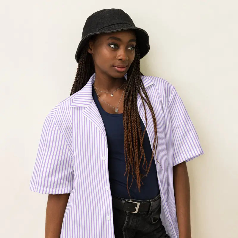 Purple Striped Moisture Wicking Shirt - Cool Comfort - DipaliZ