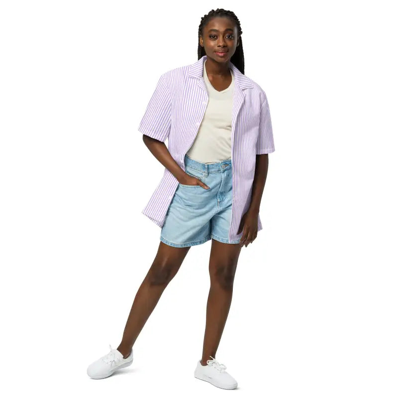 Purple Striped Moisture Wicking Shirt - Cool Comfort - DipaliZ