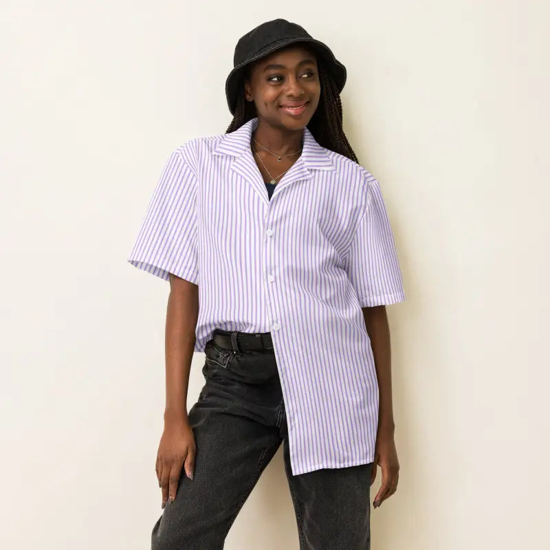 Purple Striped Moisture Wicking Shirt - Cool Comfort - DipaliZ