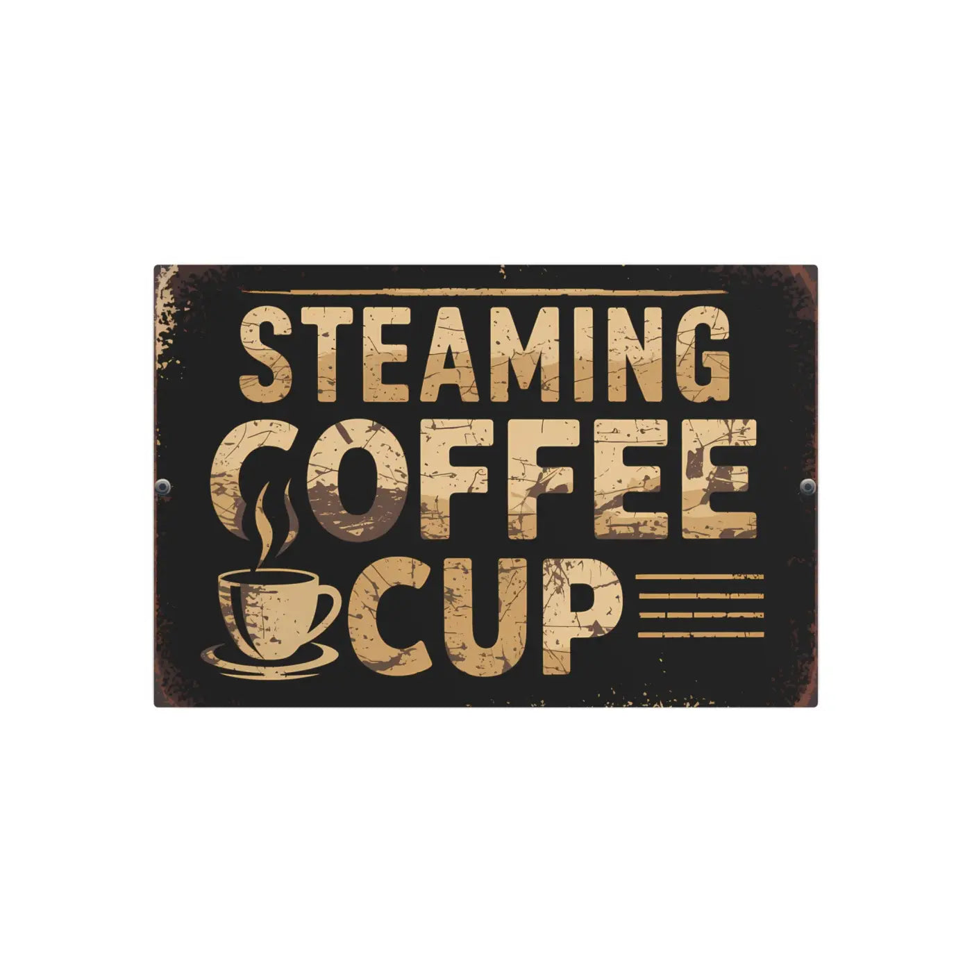 Vintage Steaming Coffee Cup Metal Sign - Retro Decor - DipaliZ