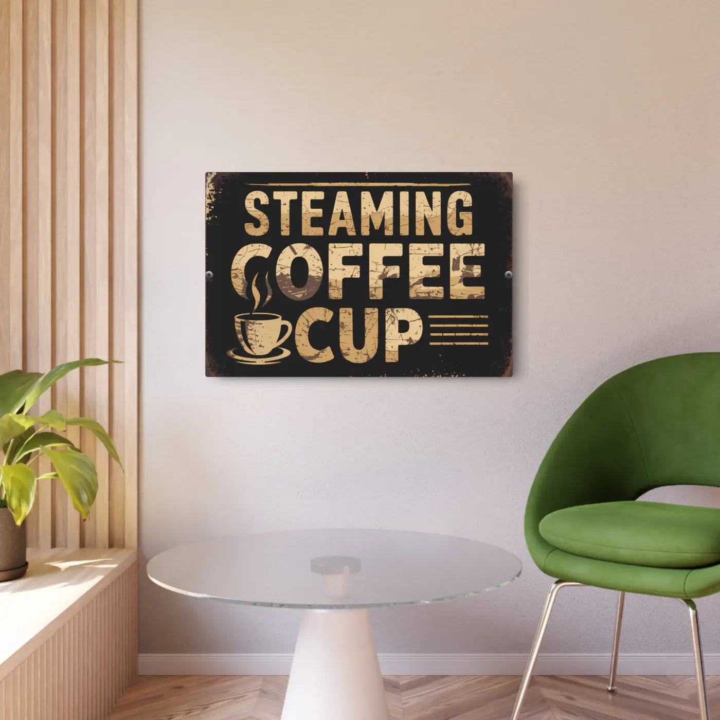 Vintage Steaming Coffee Cup Metal Sign - Retro Decor - DipaliZ