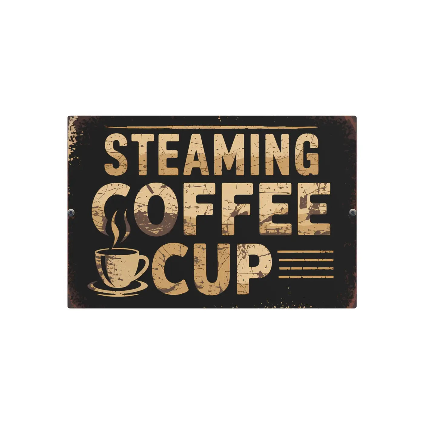 Vintage Steaming Coffee Cup Metal Sign - Retro Decor - DipaliZ