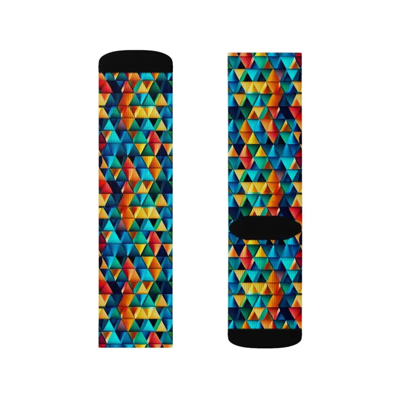 Bold Triangles Pattern Sublimation Socks - Eco-Friendly Gifts - DipaliZ