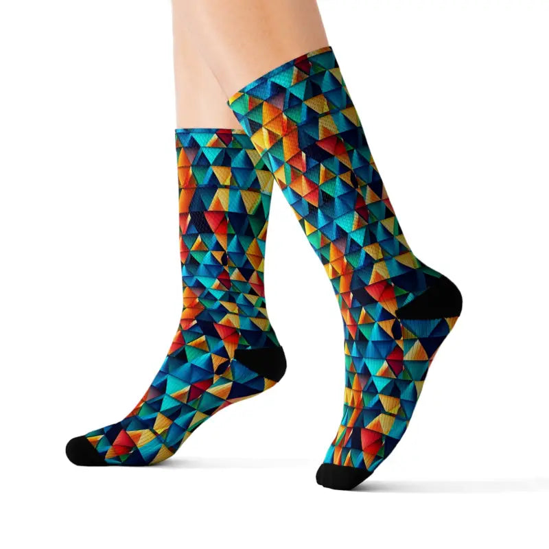 Bold Triangles Pattern Sublimation Socks - Eco-Friendly Gifts - DipaliZ