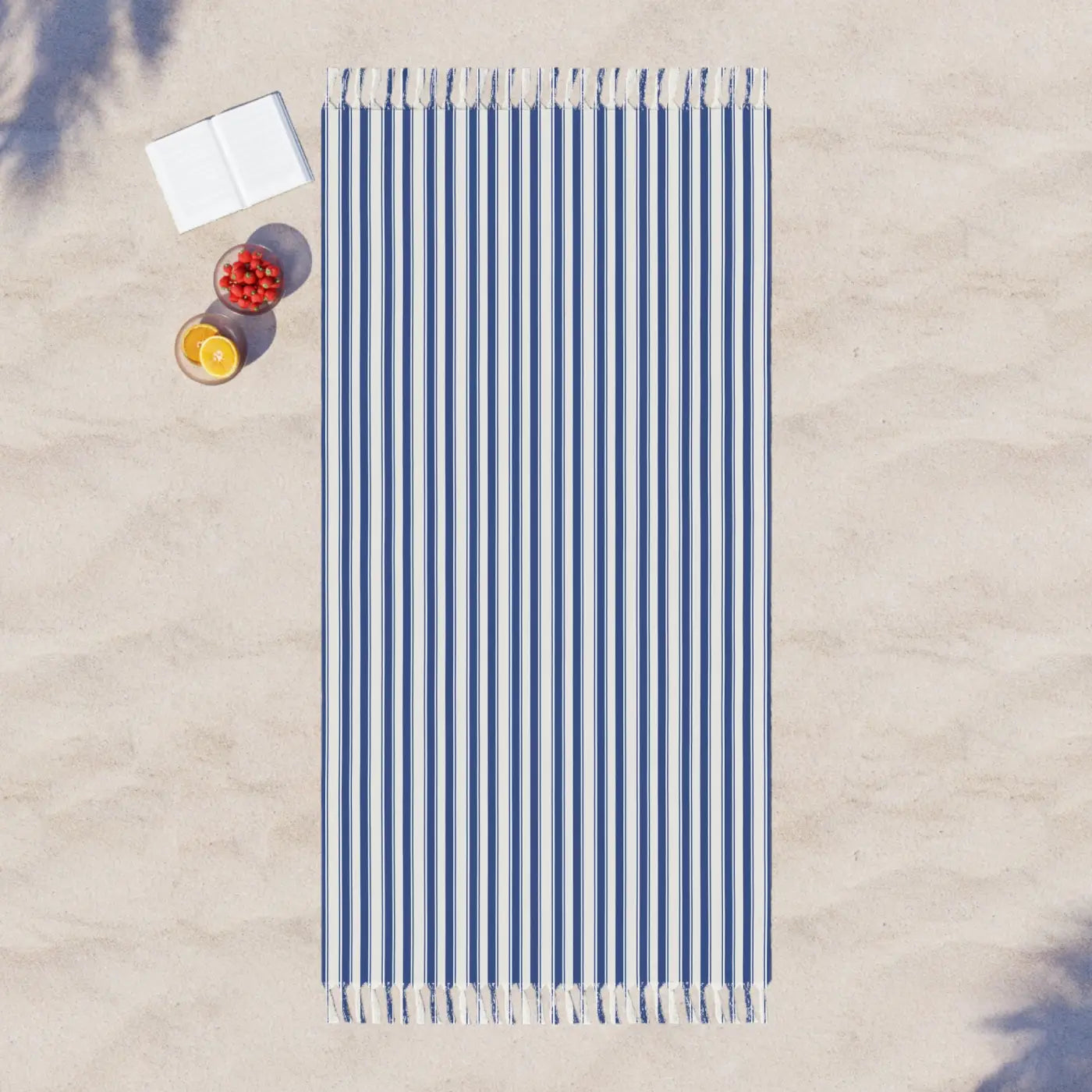 Striped Boho Beach Towel - Turkish Cotton with Hand-Knotted Tassels - DipaliZ