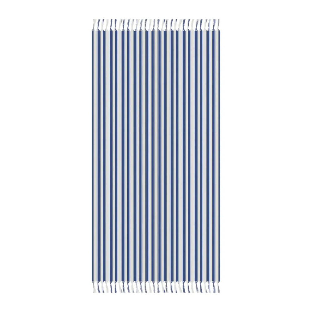 Striped Boho Beach Towel - Turkish Cotton with Hand-Knotted Tassels - DipaliZ
