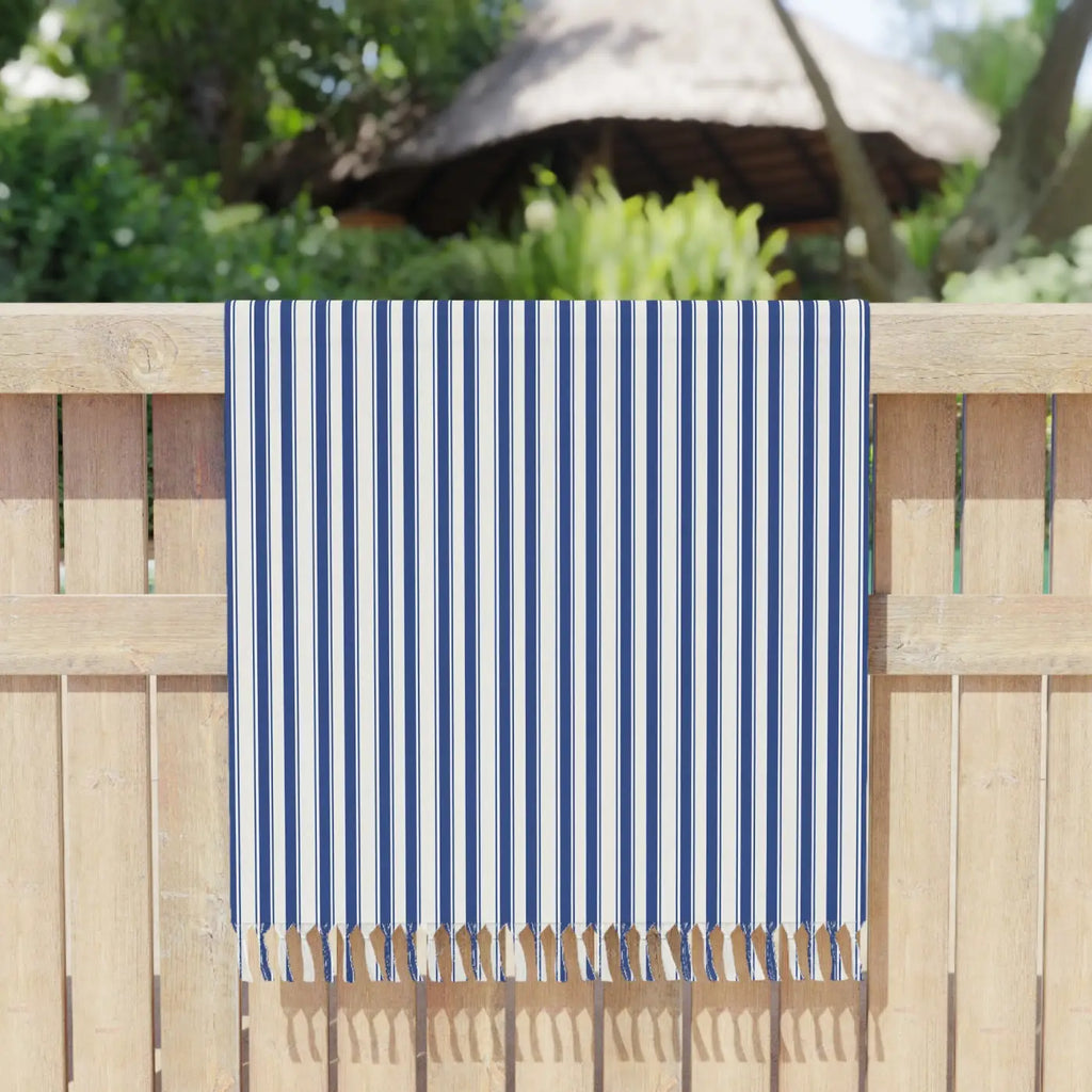 Striped Boho Beach Towel - Turkish Cotton with Hand-Knotted Tassels - DipaliZ