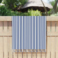 Striped Boho Beach Towel - Turkish Cotton with Hand-Knotted Tassels - DipaliZ