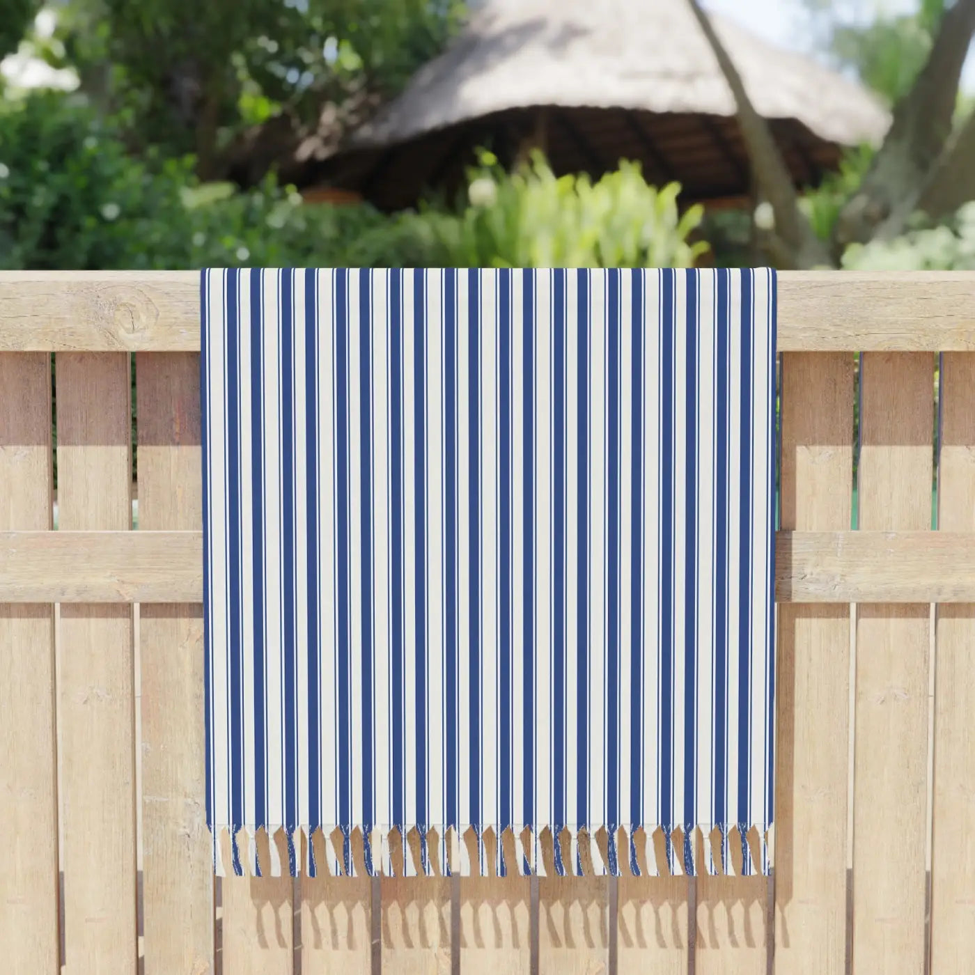 Striped Boho Beach Towel - Turkish Cotton with Hand-Knotted Tassels - DipaliZ