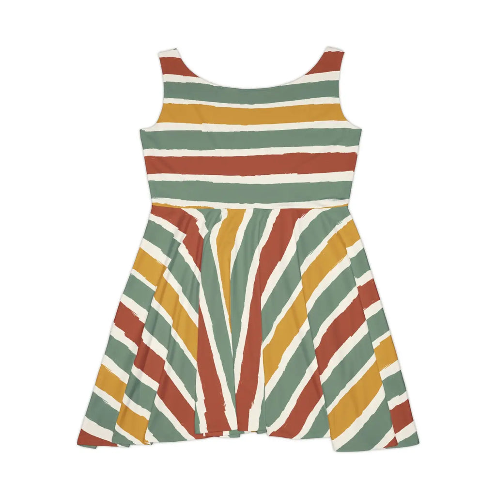 Striped Retro Skater Dress - Flowy A-Line Fall Style - DipaliZ