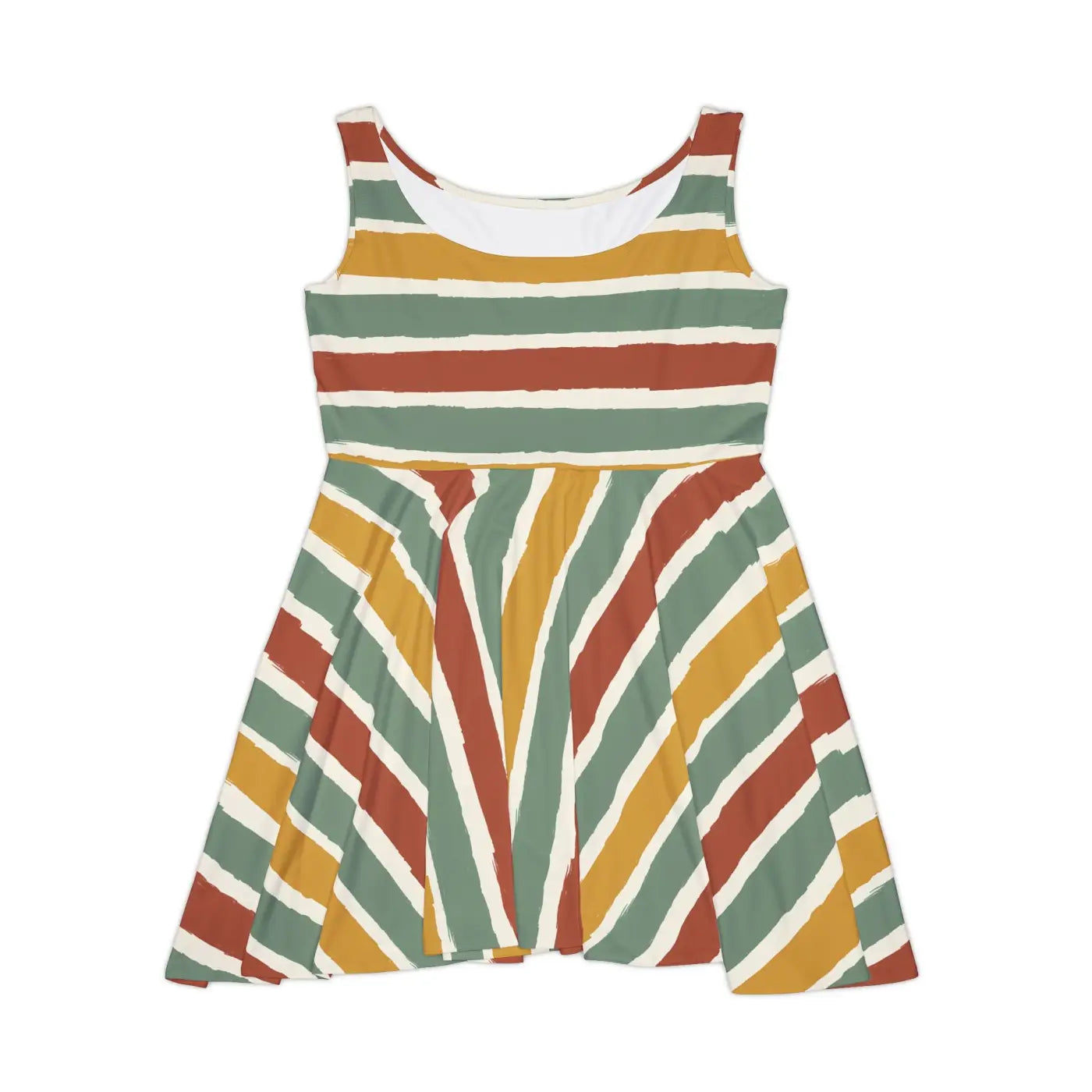 Striped Retro Skater Dress - Flowy A-Line Fall Style - DipaliZ