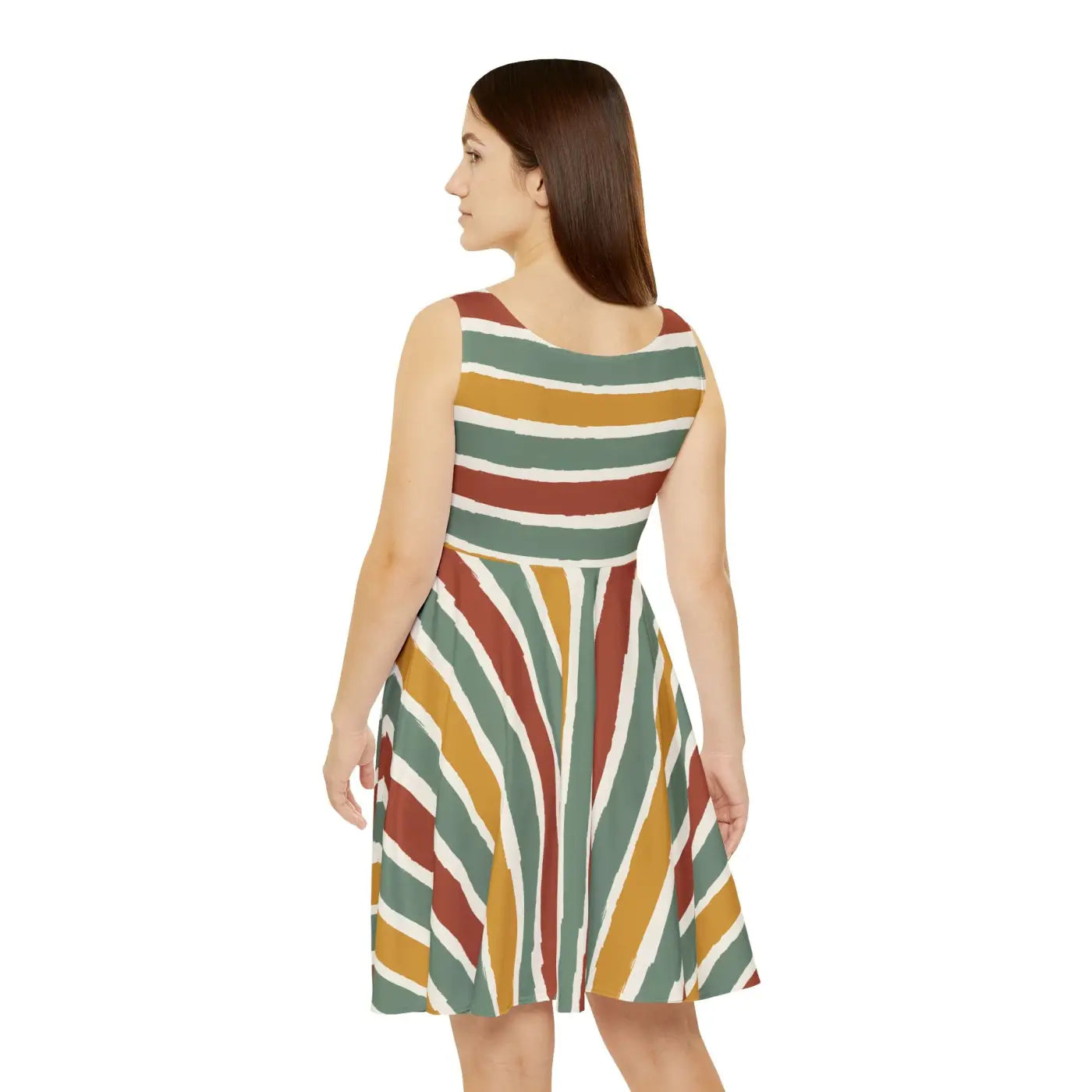 Striped Retro Skater Dress - Flowy A-Line Fall Style - DipaliZ
