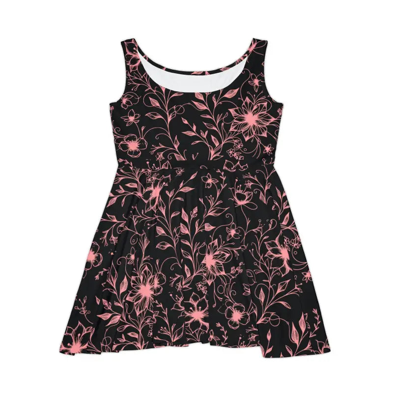 Skater Dress with Intricately Designed Flowers and Vines - DipaliZ