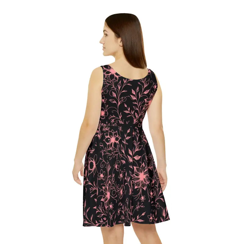 Skater Dress with Intricately Designed Flowers and Vines - DipaliZ