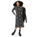 Print Long Sleeve Midi Dress - Artistic Elegance - DipaliZ