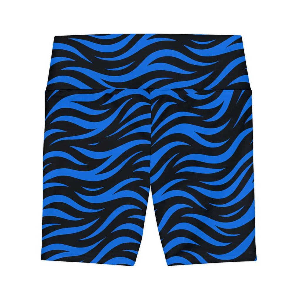 Striped Workout Shorts - Blue Striped Design - DipaliZ