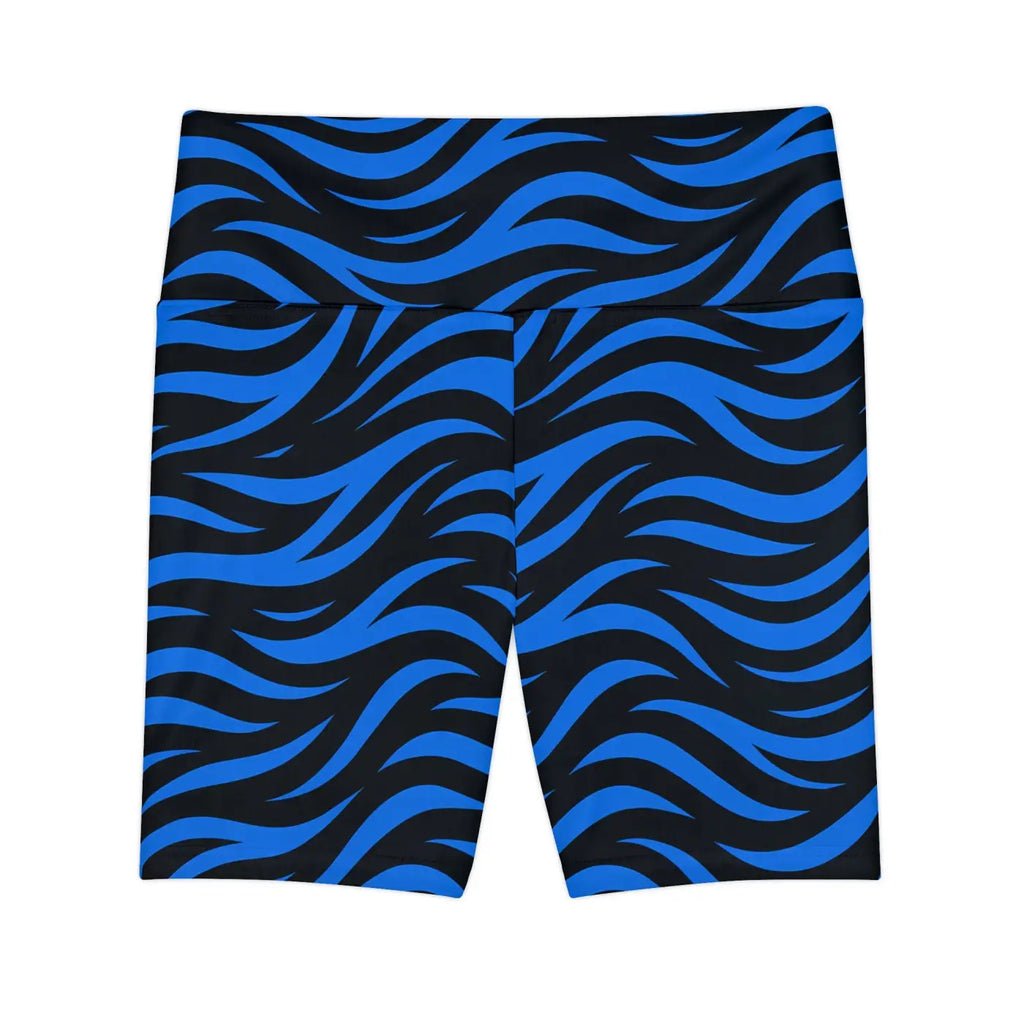 Striped Workout Shorts - Blue Striped Design - DipaliZ