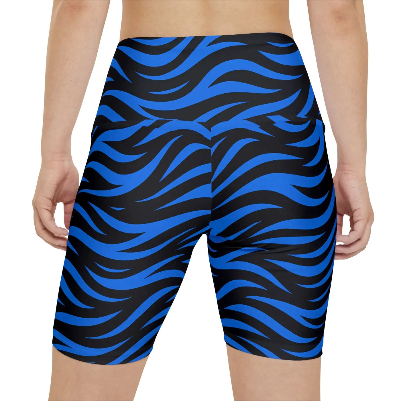 Striped Workout Shorts - Blue Striped Design - DipaliZ