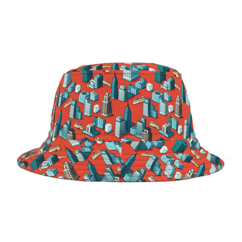Urban Bucket Hat - City Buildings Polyester Style - DipaliZ