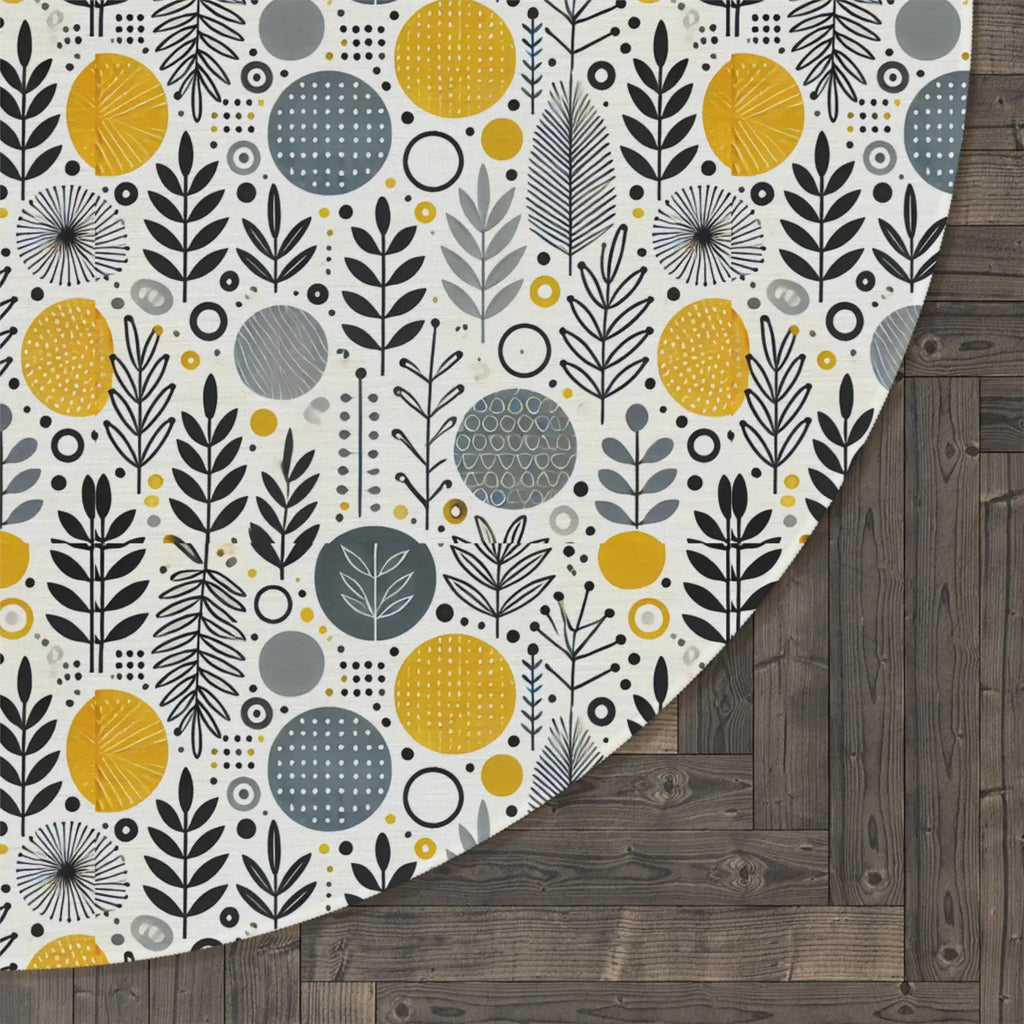 Stunning Round Rug - Stylish Floral Grey Design - DipaliZ