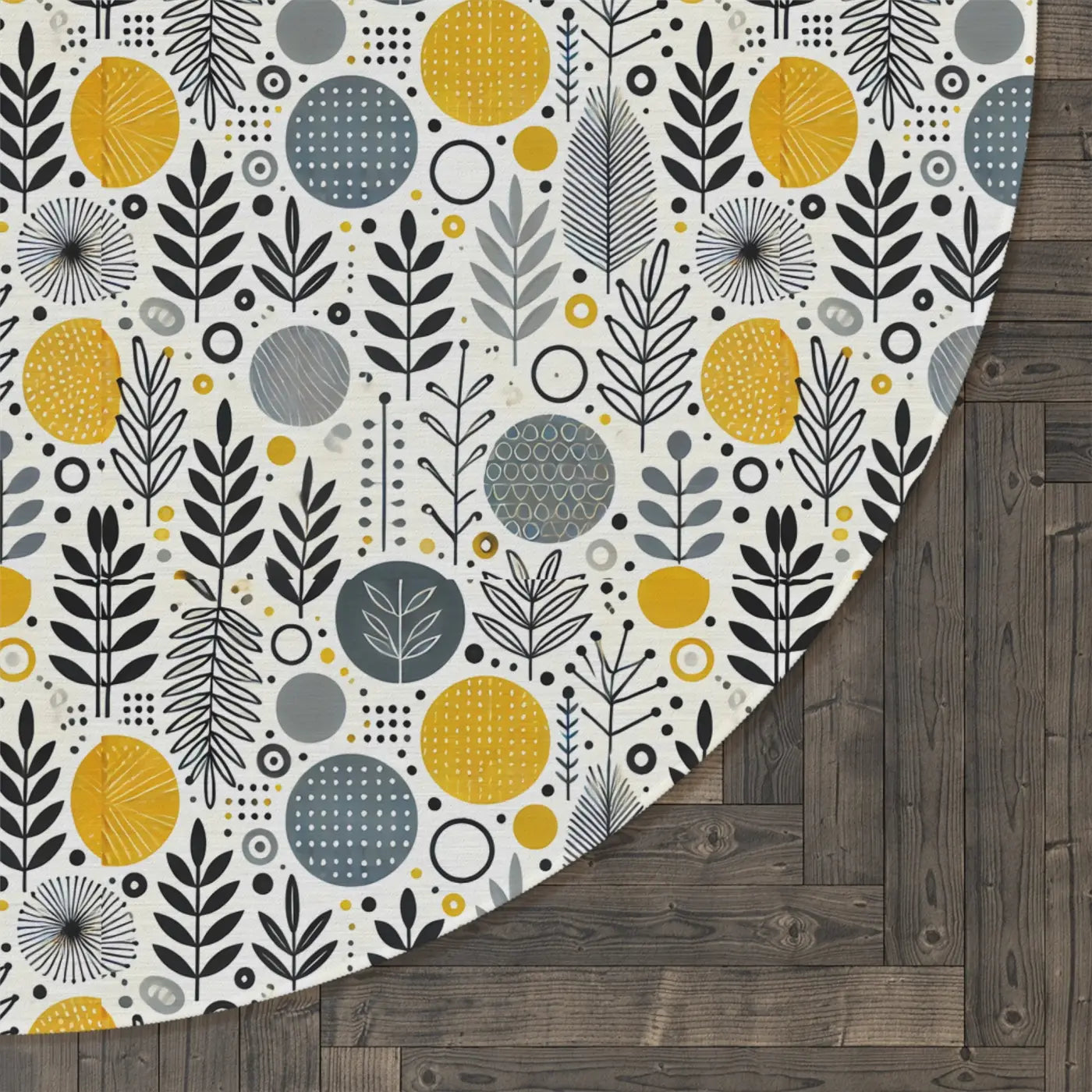 Stunning Round Rug - Stylish Floral Grey Design - DipaliZ
