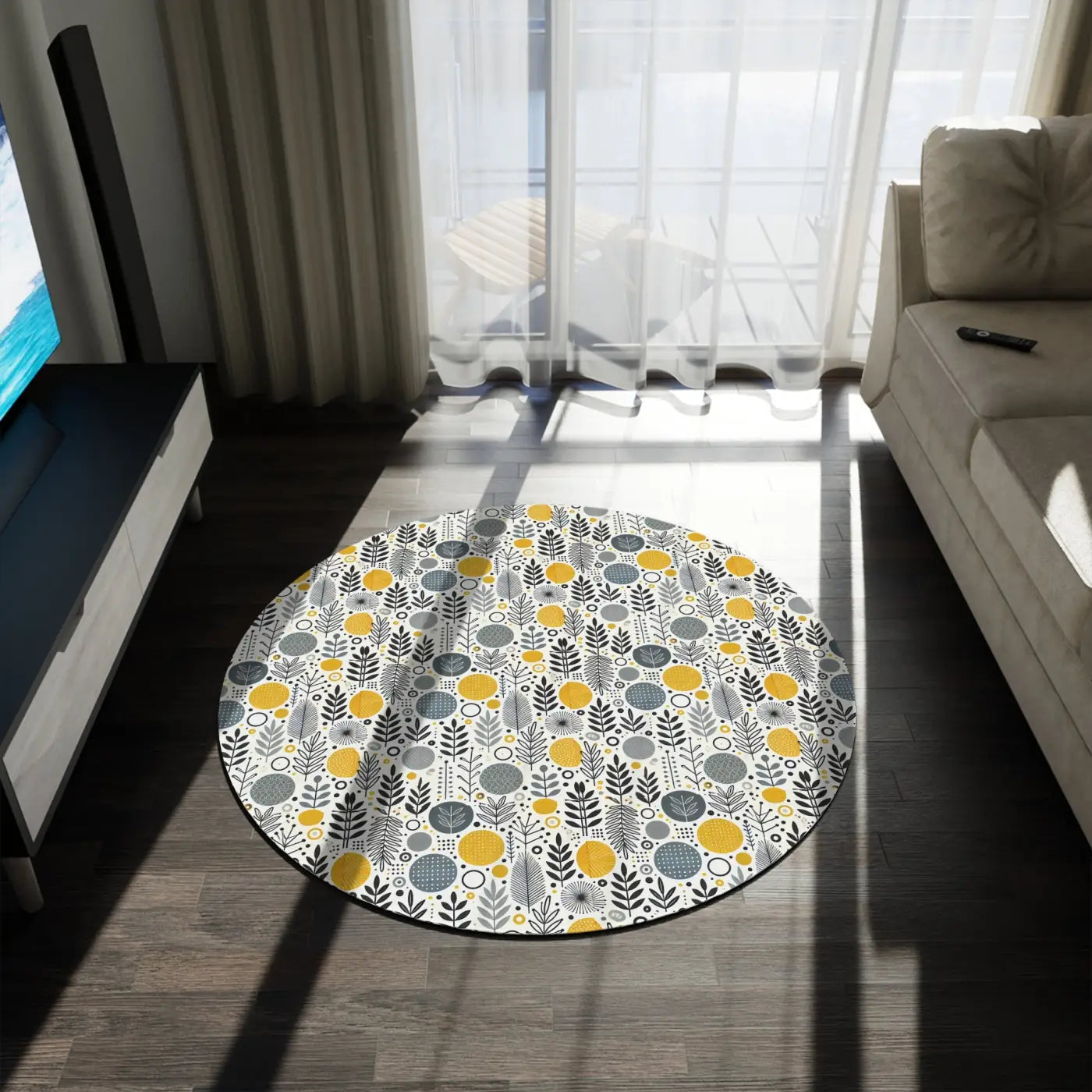 Stunning Round Rug - Stylish Floral Grey Design - DipaliZ