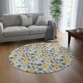 Stunning Round Rug - Stylish Floral Grey Design - DipaliZ