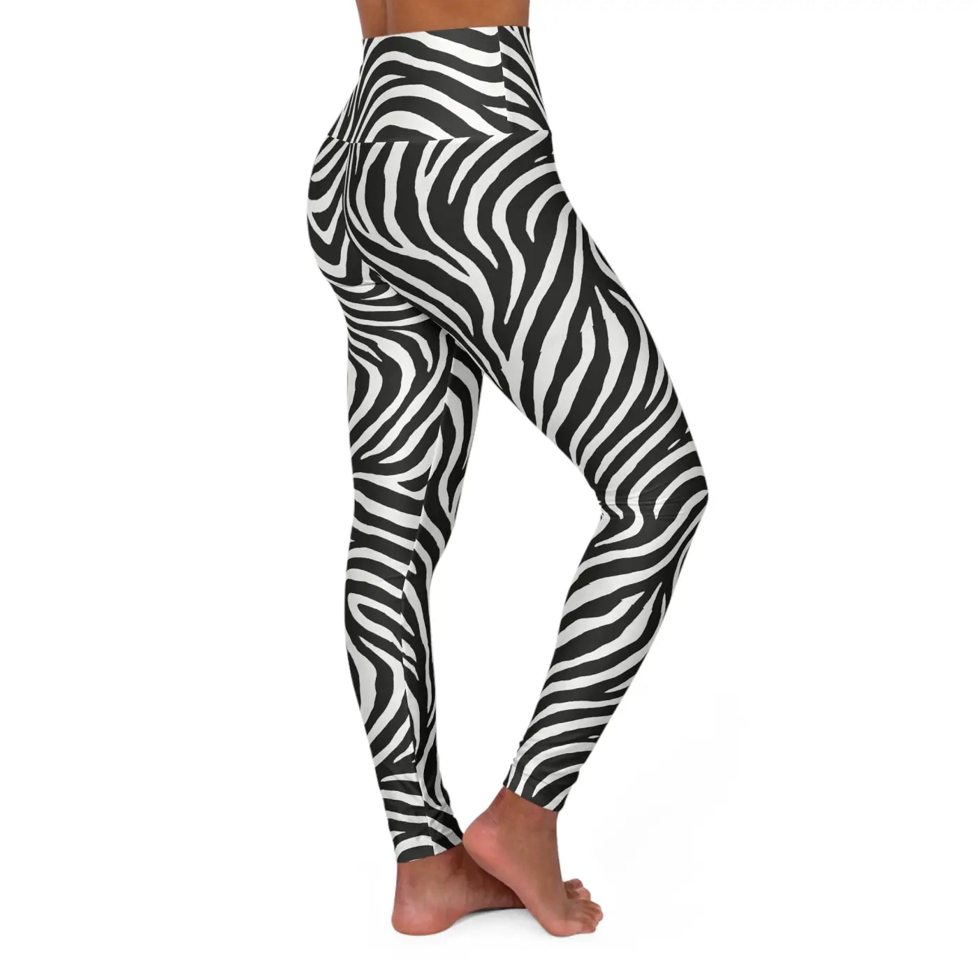Zebra Print Yoga Leggings - Stylish High Waisted Activewear - DipaliZ