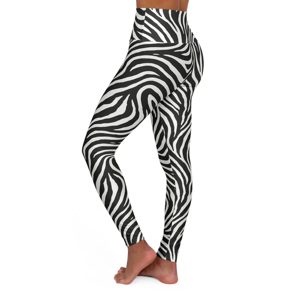 Zebra Print Yoga Leggings - Stylish High Waisted Activewear - DipaliZ