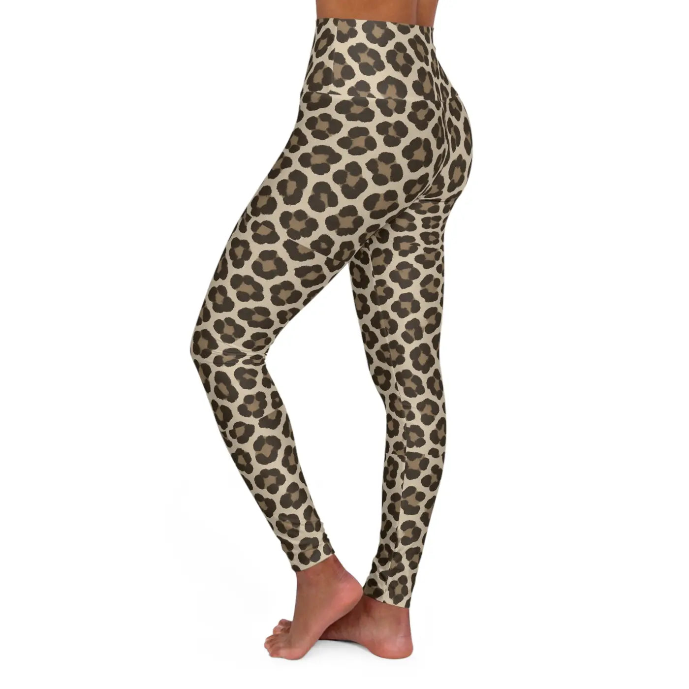 High Waisted Yoga Leggings - Leopard Print Activewear - DipaliZ