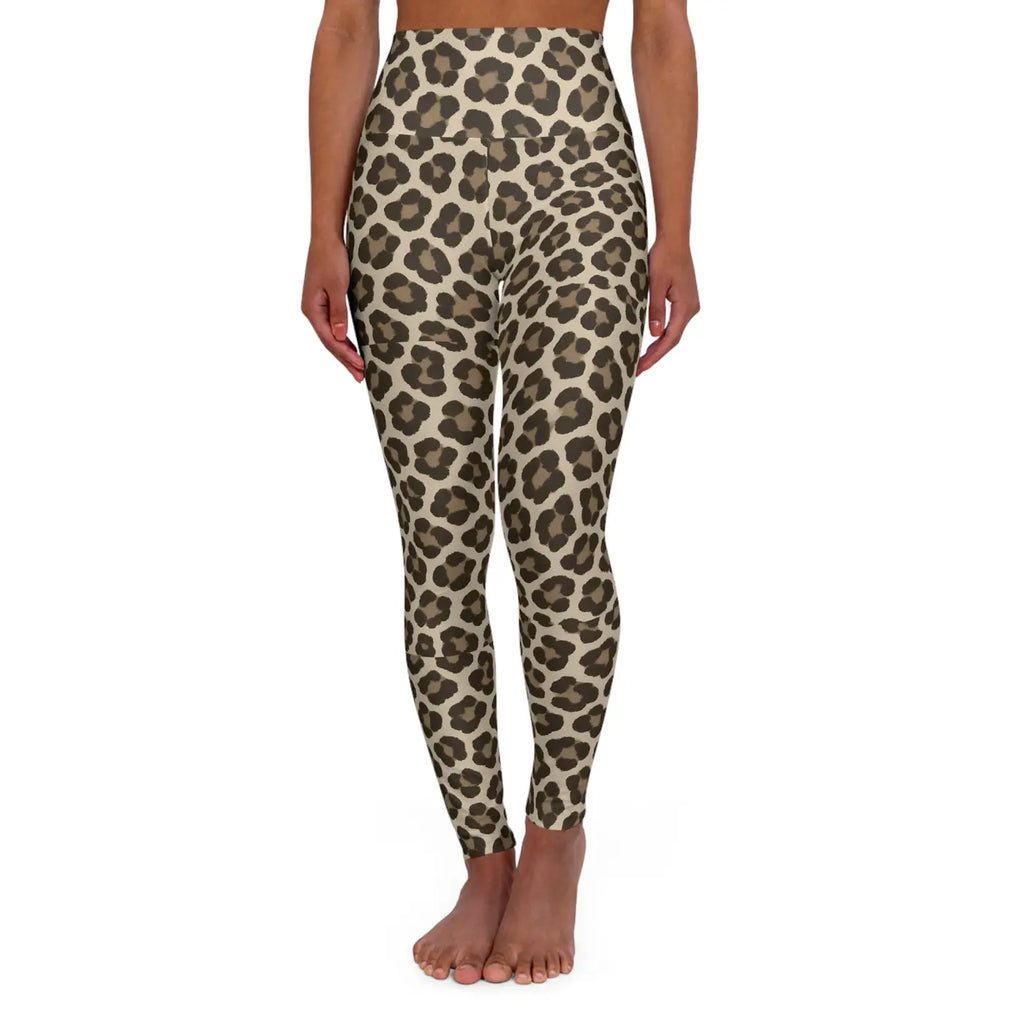 High Waisted Yoga Leggings - Leopard Print Activewear - DipaliZ