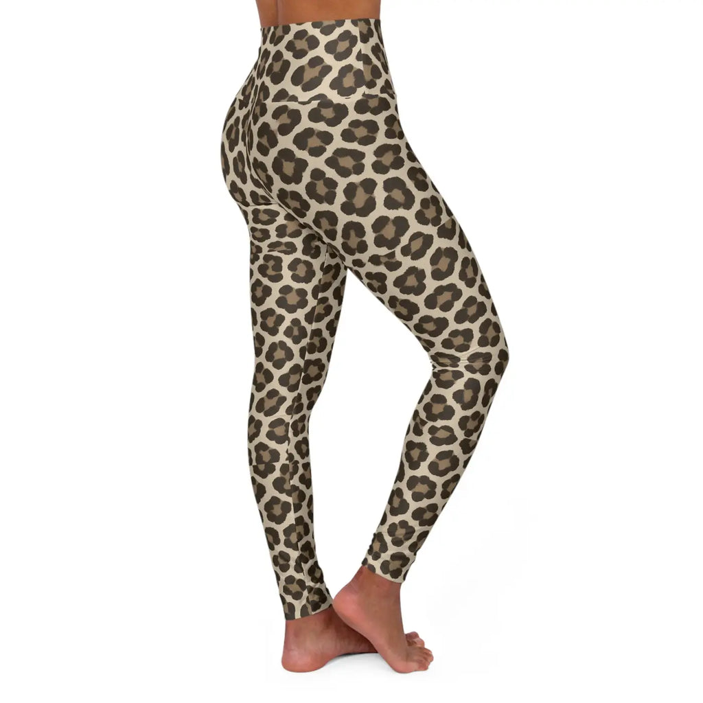 High Waisted Yoga Leggings - Leopard Print Activewear - DipaliZ