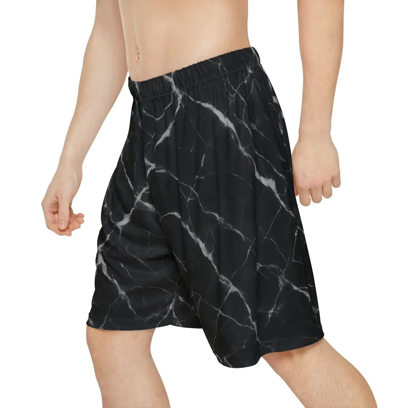 Marble Print Men's Sports Shorts - Casual Lounge Activewear - DipaliZ