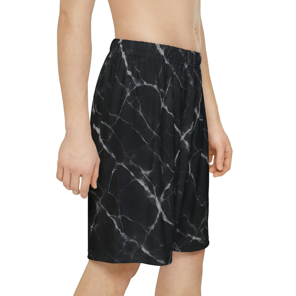 Marble Print Men's Sports Shorts - Casual Lounge Activewear - DipaliZ