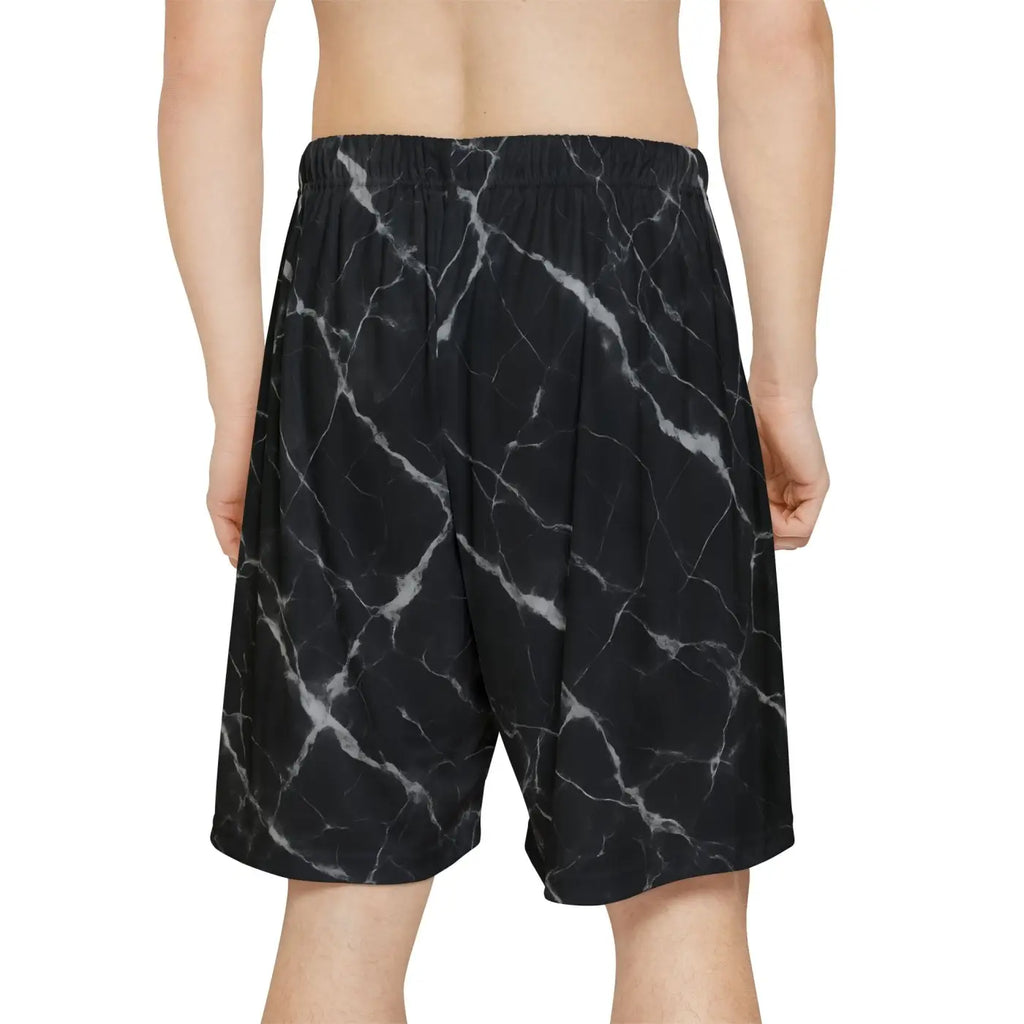 Marble Print Men's Sports Shorts - Casual Lounge Activewear - DipaliZ