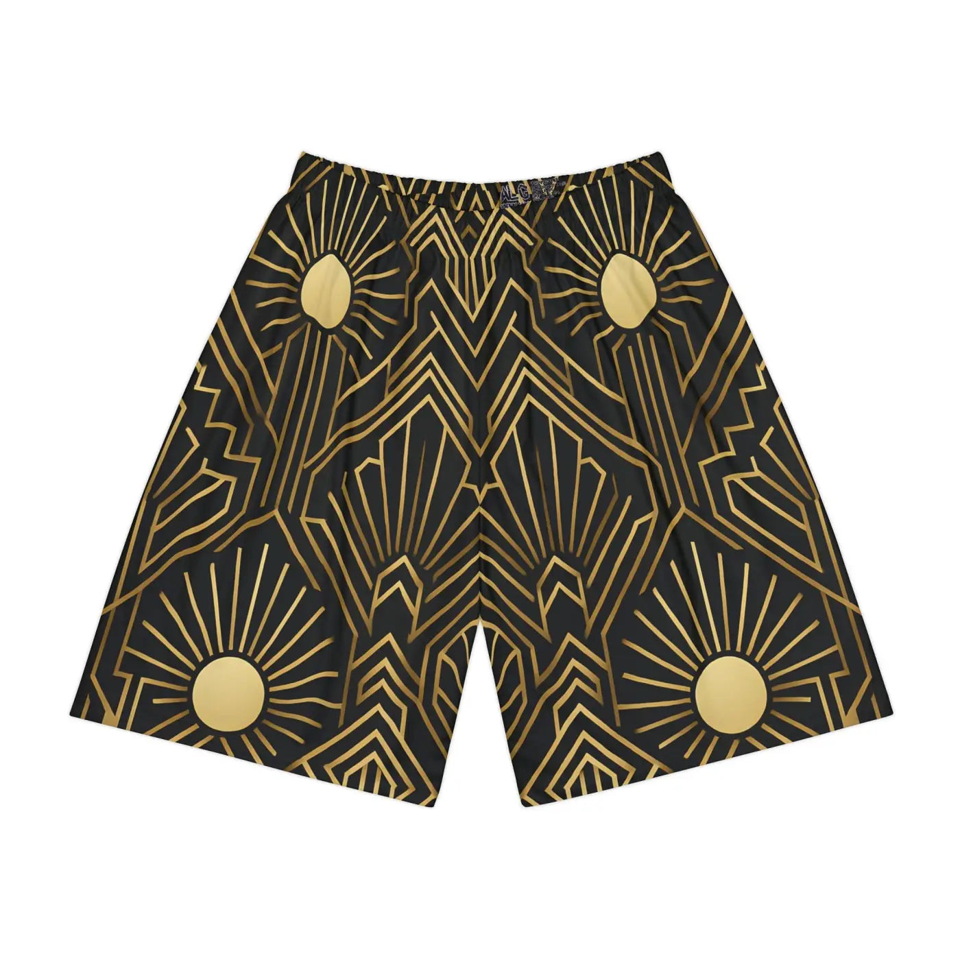 Men's Sports Shorts - Geometric Sun Design Activewear - DipaliZ