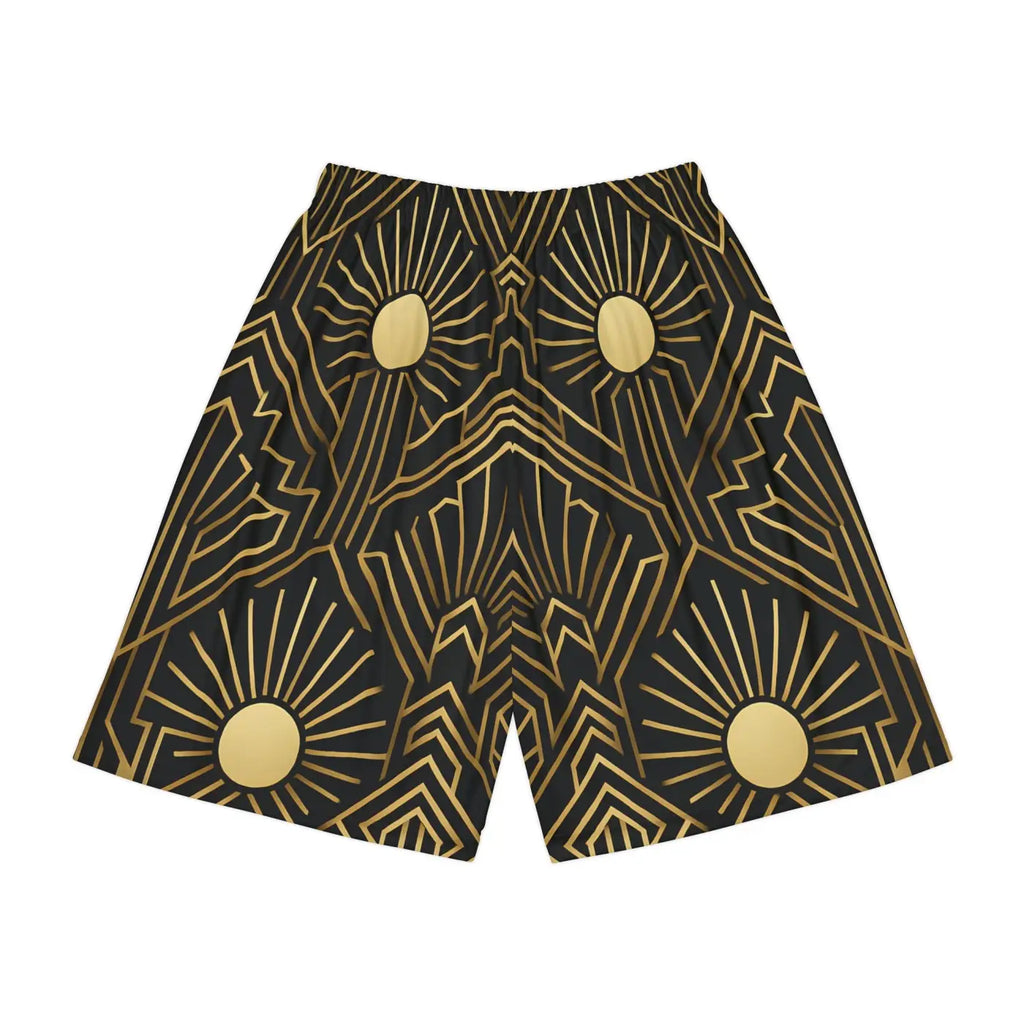 Men's Sports Shorts - Geometric Sun Design Activewear - DipaliZ