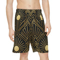 Men's Sports Shorts - Geometric Sun Design Activewear - DipaliZ