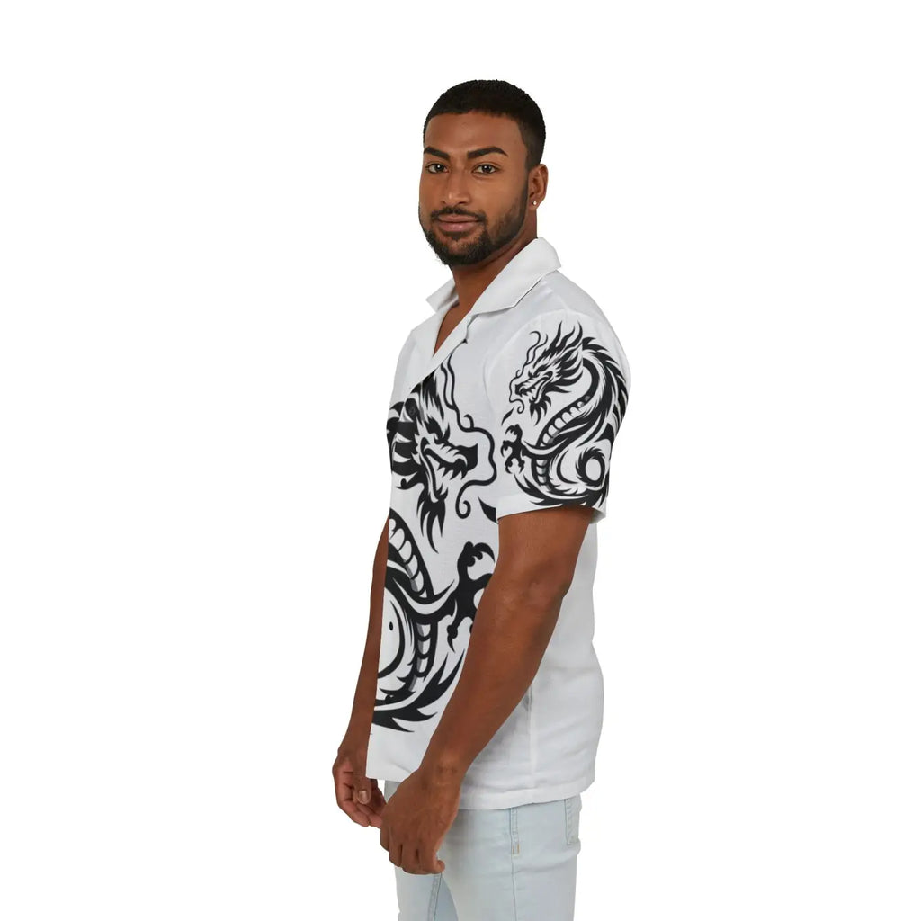 Hawaiian Camp Shirt - Dragon Print Summer Style - DipaliZ