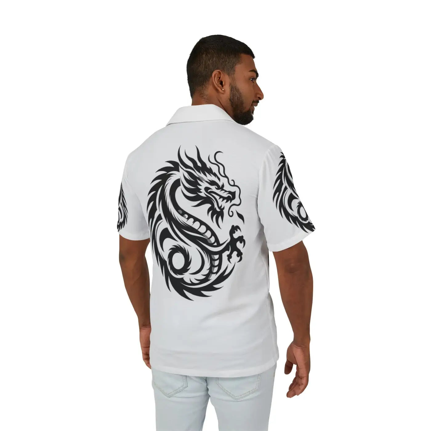 Hawaiian Camp Shirt - Dragon Print Summer Style - DipaliZ