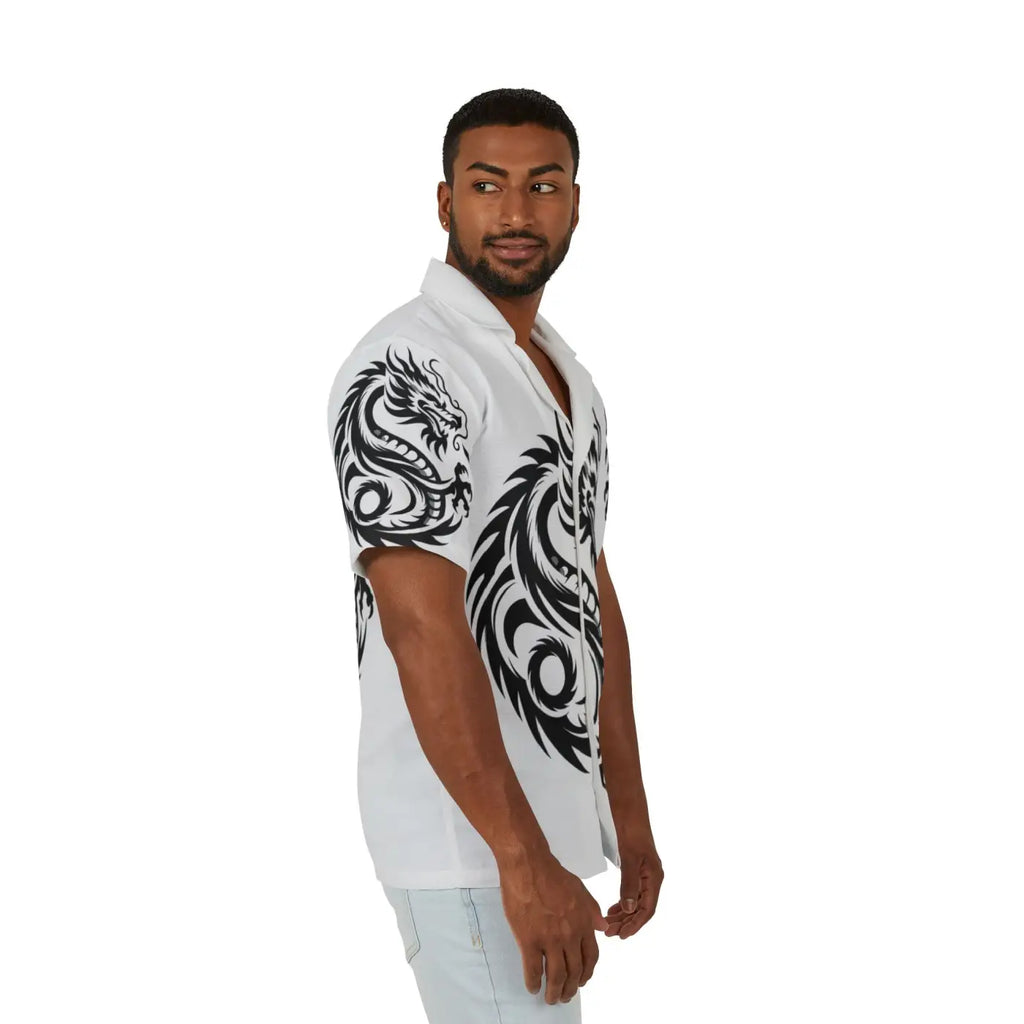 Hawaiian Camp Shirt - Dragon Print Summer Style - DipaliZ
