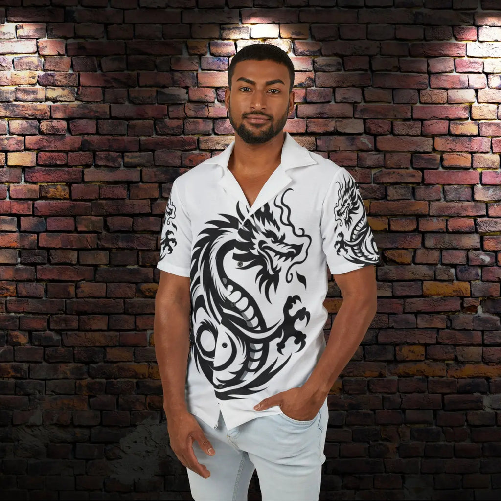 Hawaiian Camp Shirt - Dragon Print Summer Style - DipaliZ