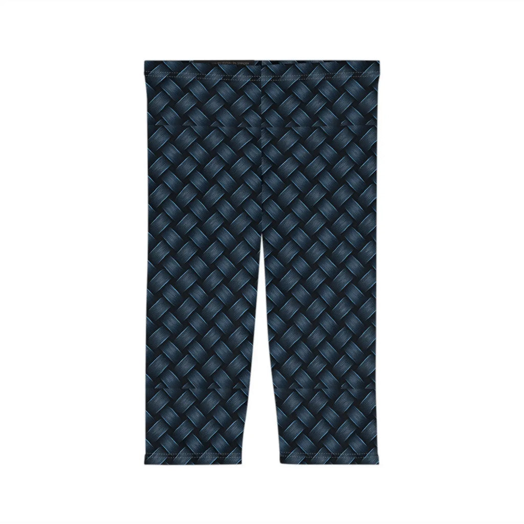 Stylish Navy Blue Capri Leggings - Checkered Print - DipaliZ
