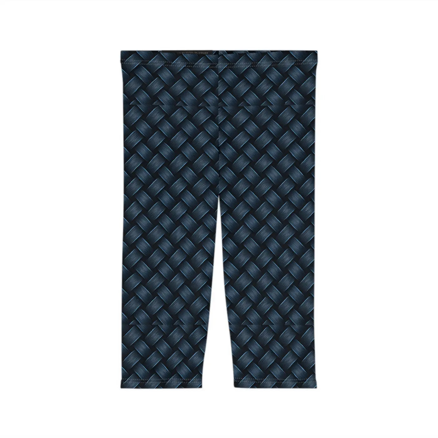 Stylish Navy Blue Capri Leggings - Checkered Print - DipaliZ