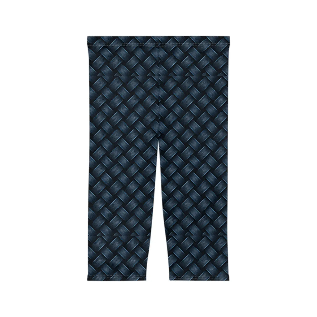 Stylish Navy Blue Capri Leggings - Checkered Print - DipaliZ
