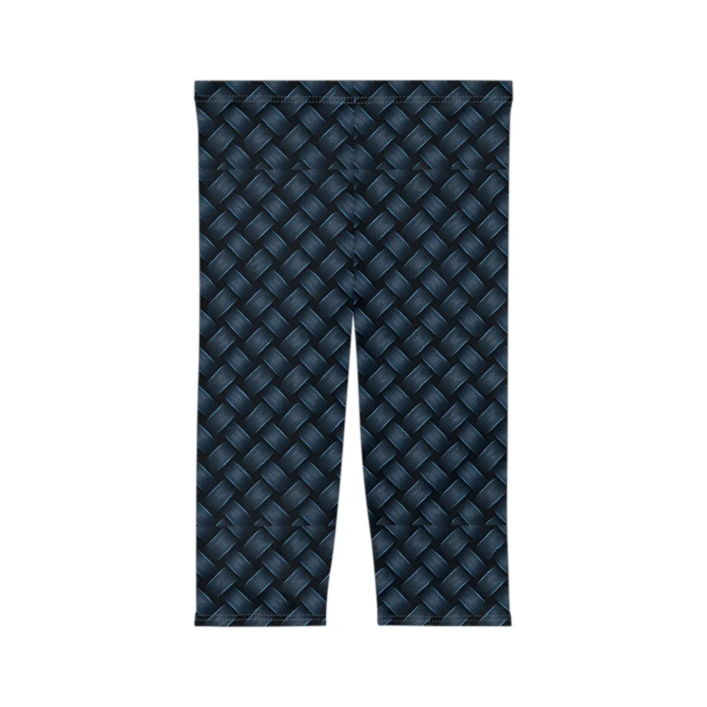 Stylish Navy Blue Capri Leggings - Checkered Print - DipaliZ