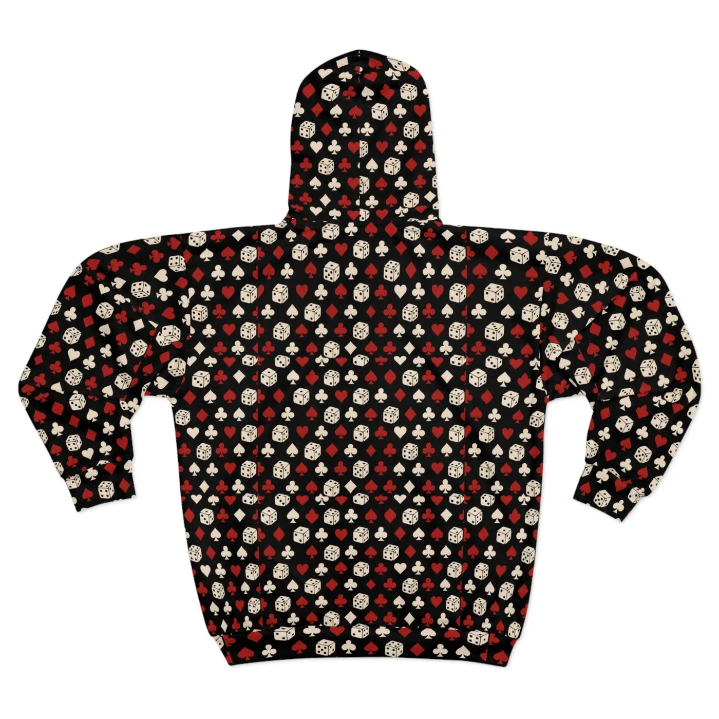 Cozy Black Red Patterned Hoodie - Stylish Unisex Zip - DipaliZ