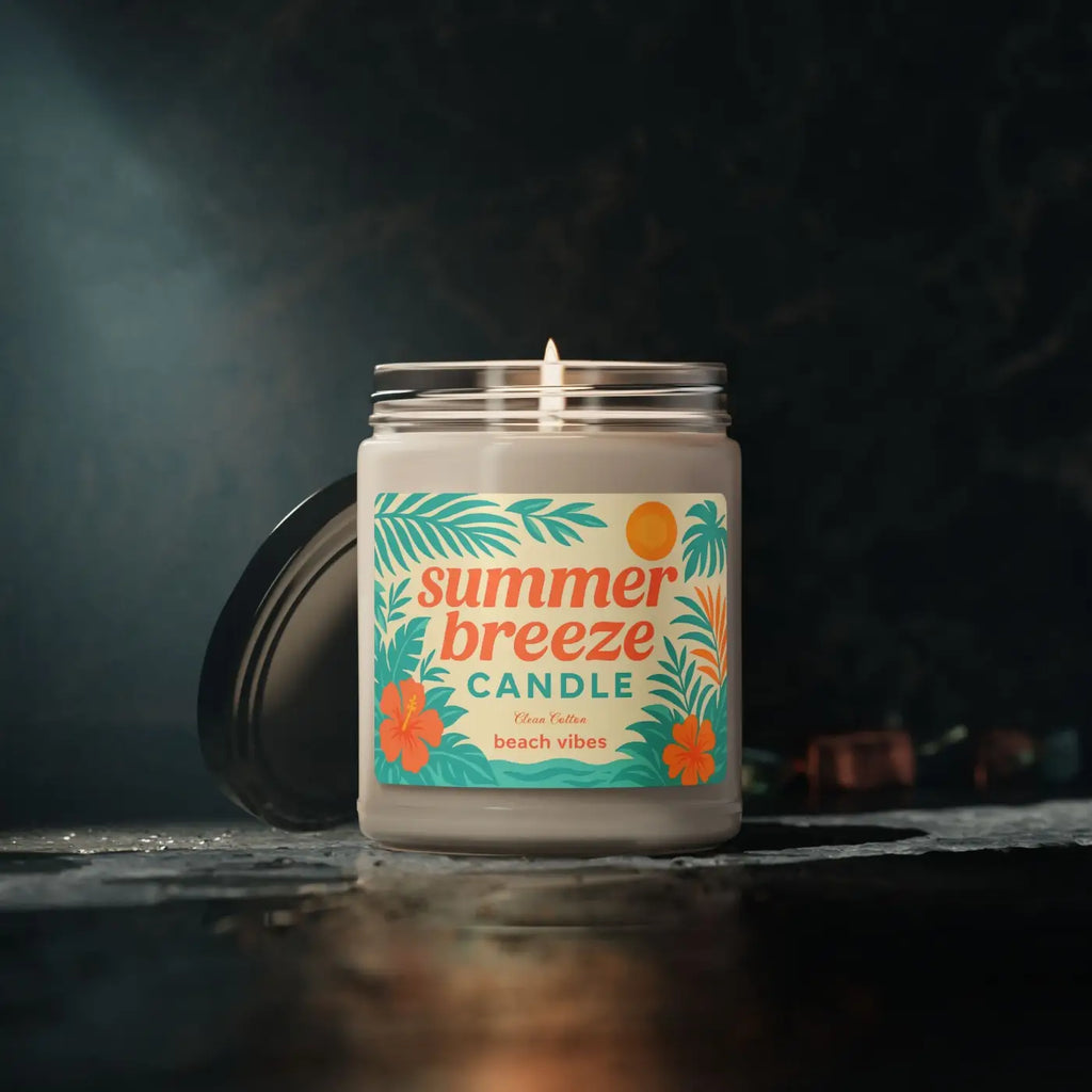 Summer Breeze Scented Soy Candle - Cotton Wick Beach Vibes - DipaliZ