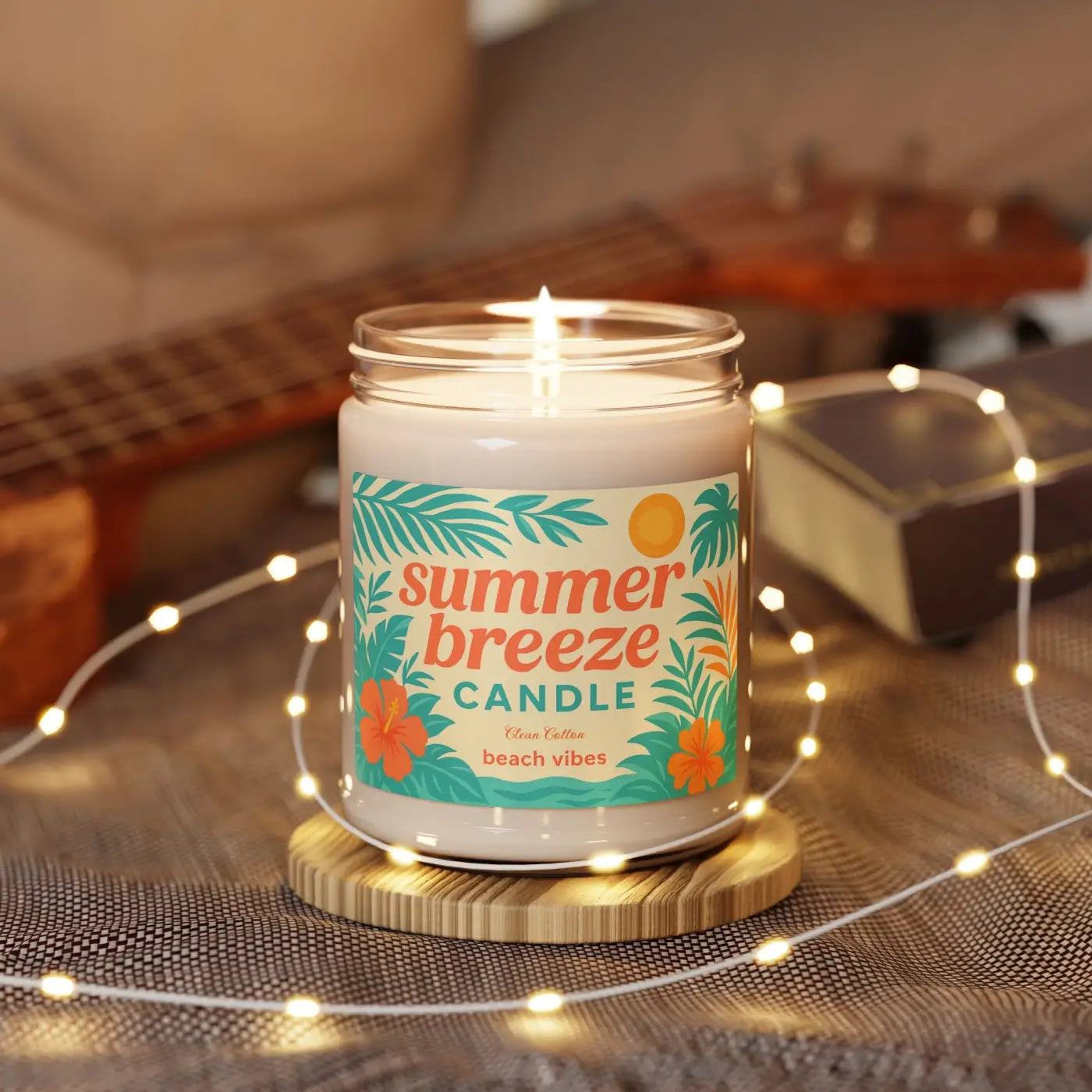 Summer Breeze Scented Soy Candle - Cotton Wick Beach Vibes - DipaliZ